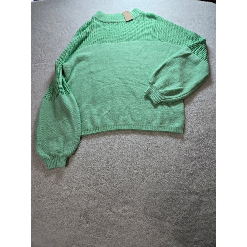 Vestique Guest Appearance Sweater Mint Green Balloon Sleeve Cropped M/L NEW
